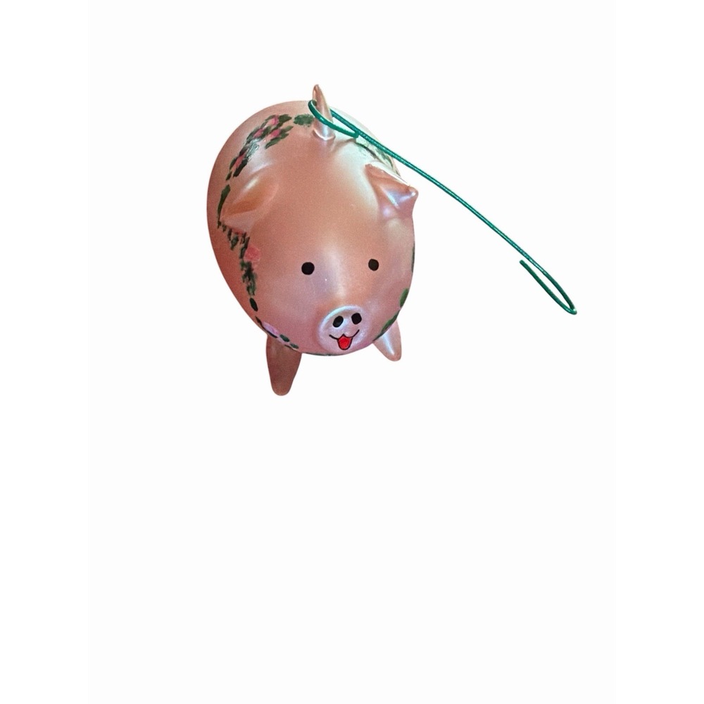 DE CARLINI PINK PIG GLASS CHRISTMAS ORNAMENT Blown Glass Italy